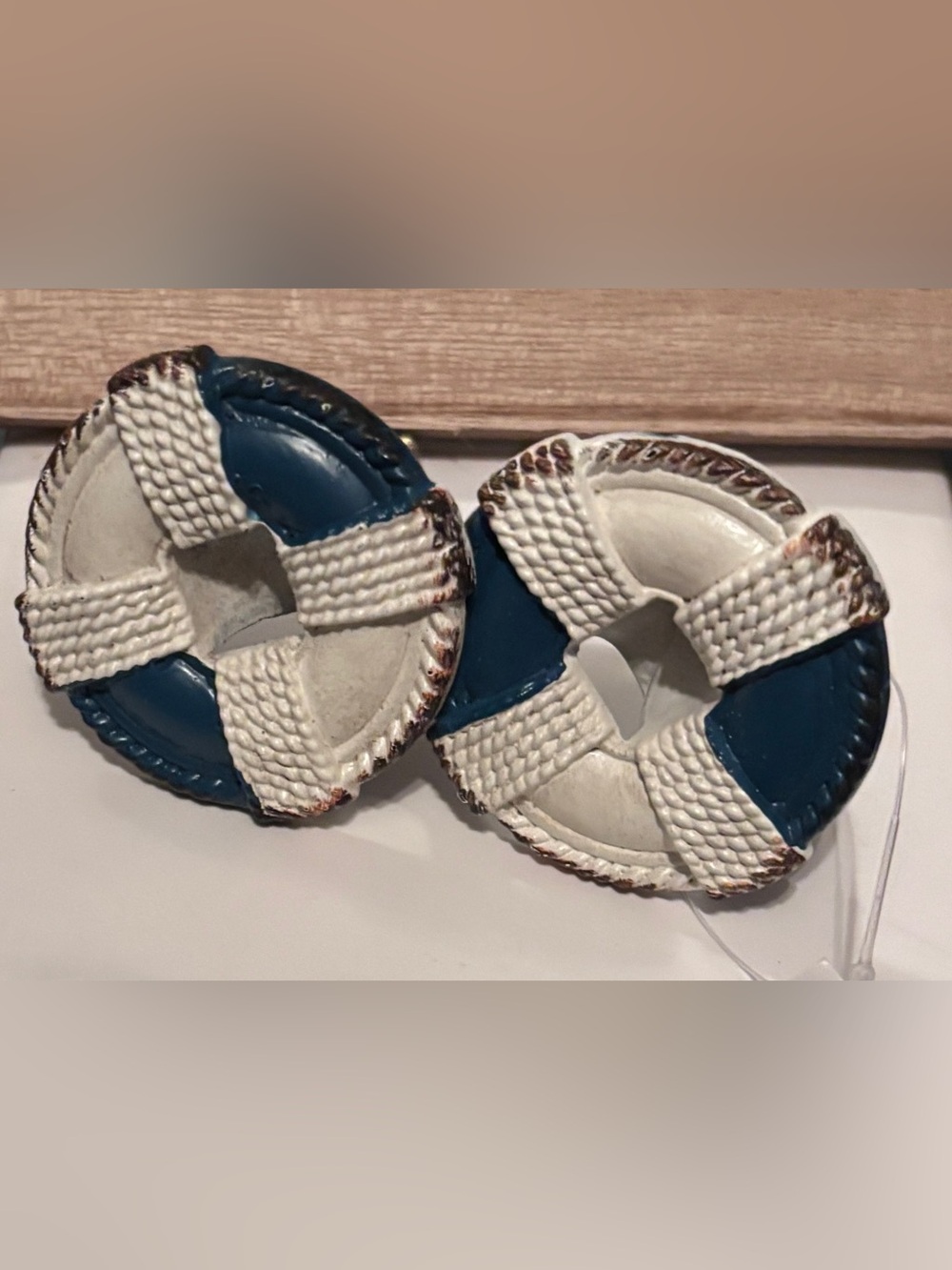 Nautical Life Preserver Knobs  - Navy & White Set of 2